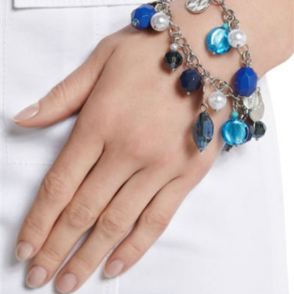 WHITE HOUSE BLACK MARKET BLUE SILVERTONE bracelete - Picture 5 of 5